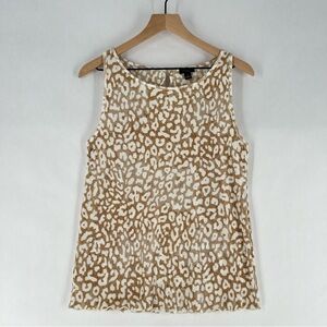 Ann Taylor Factory Leopard Print Micro Pleated‎ Stretchy Sleeveless Top Size S